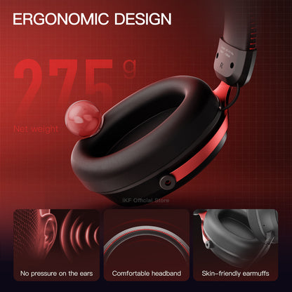 iKF V11 Pro Wireless 2.4G Bluetooth Headphones Gaming Wired Headset 125H Playtime 3.5mm for iOS/Android PC