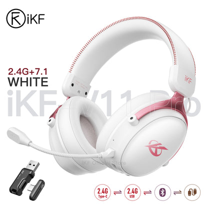 iKF V11 Pro Wireless 2.4G Bluetooth Headphones Gaming Wired Headset 125H Playtime 3.5mm for iOS/Android PC