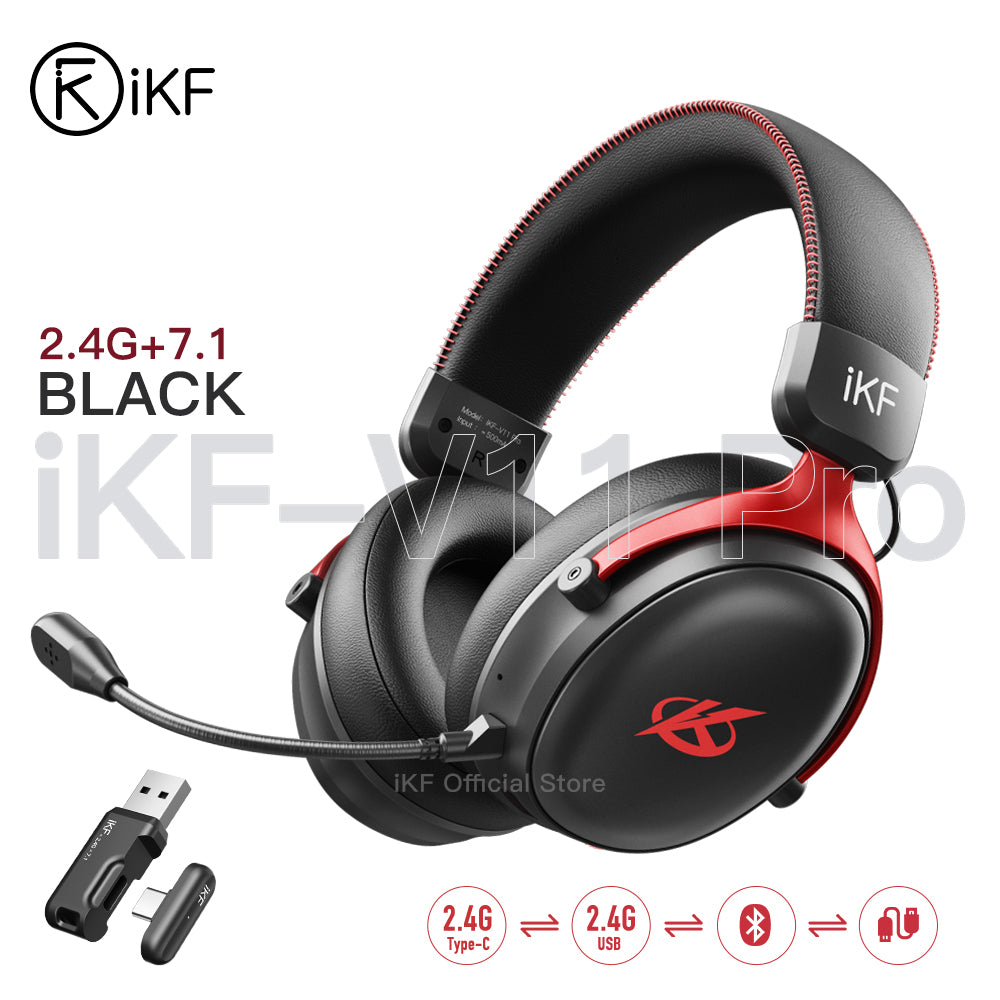 iKF V11 Pro Wireless 2.4G Bluetooth Headphones Gaming Wired Headset 125H Playtime 3.5mm for iOS/Android PC