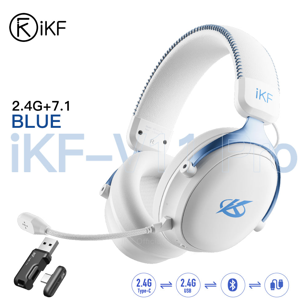 iKF V11 Pro Wireless 2.4G Bluetooth Headphones Gaming Wired Headset 125H Playtime 3.5mm for iOS/Android PC