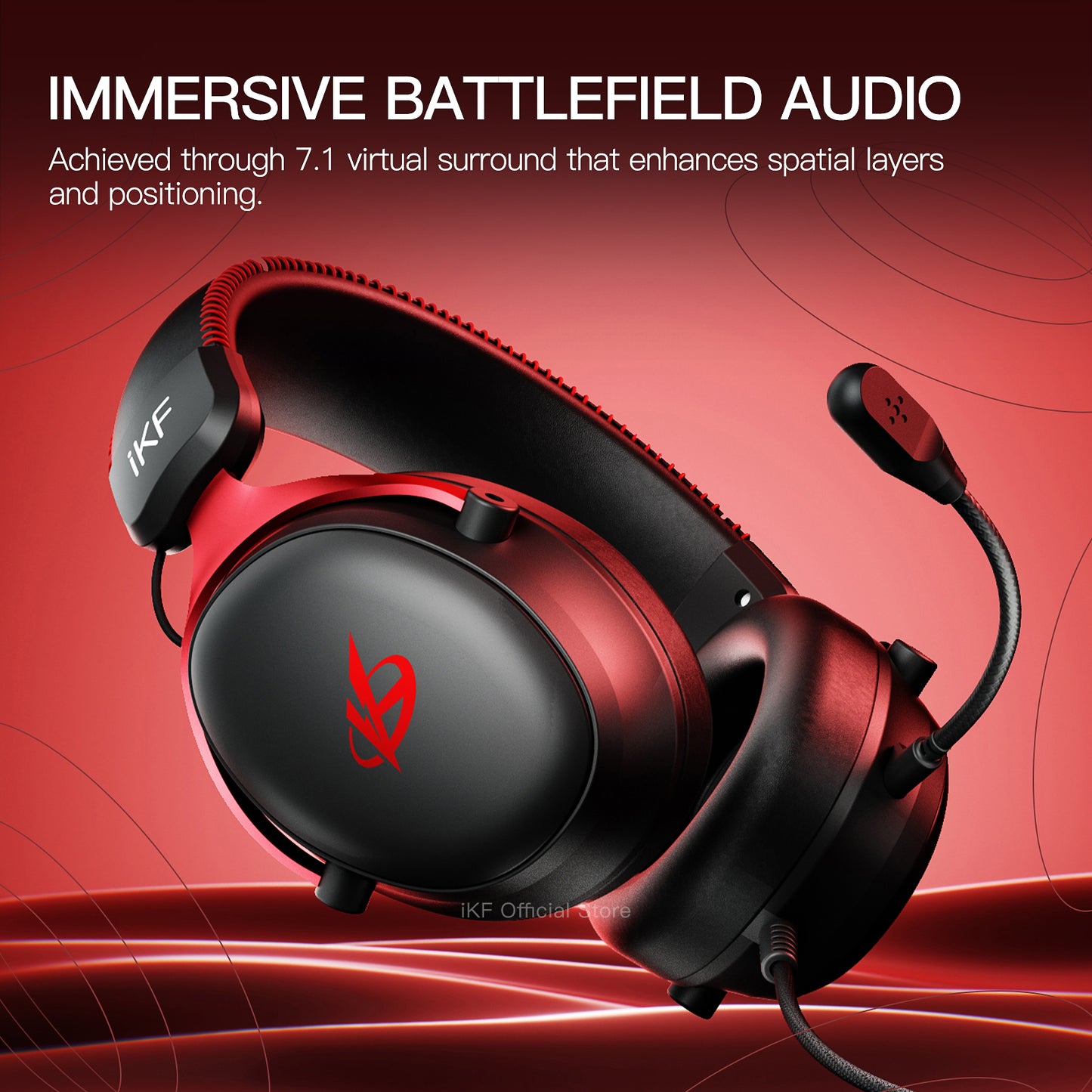 iKF V11S Wired Headphones Gaming Headset 7.1 Surround Sound Effect 3.5mm USB Port for PC Phone
