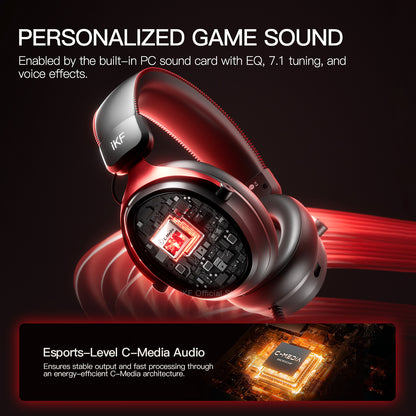 iKF V11S Wired Headphones Gaming Headset 7.1 Surround Sound Effect 3.5mm USB Port for PC Phone