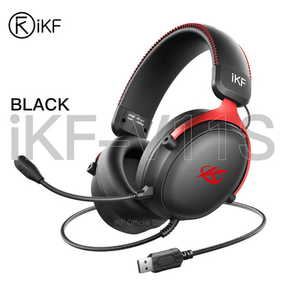 iKF V11S Wired Headphones Gaming Headset 7.1 Surround Sound Effect 3.5mm USB Port for PC Phone
