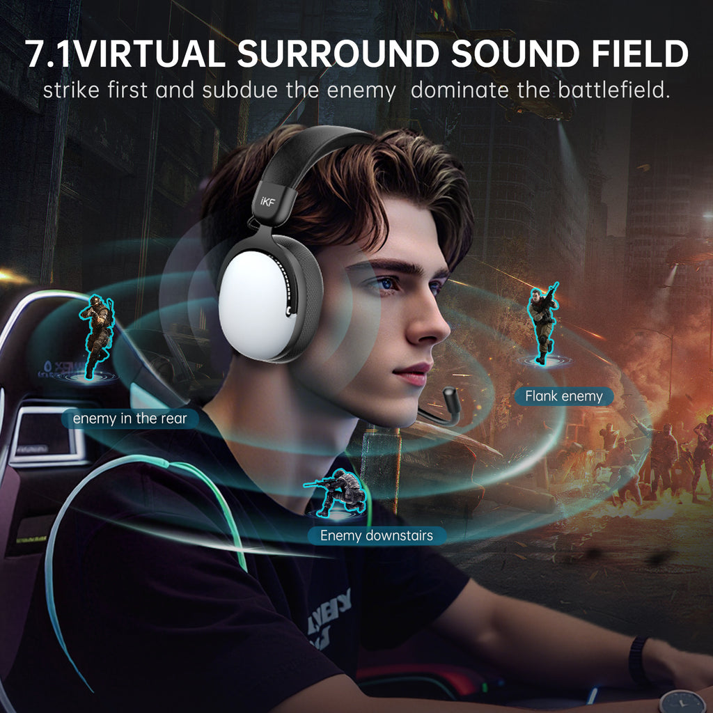 iKF V12 Gaming Headset Wired Over-Ear Headphones for 7.1 Surround Sound Compatible with Win/ PC