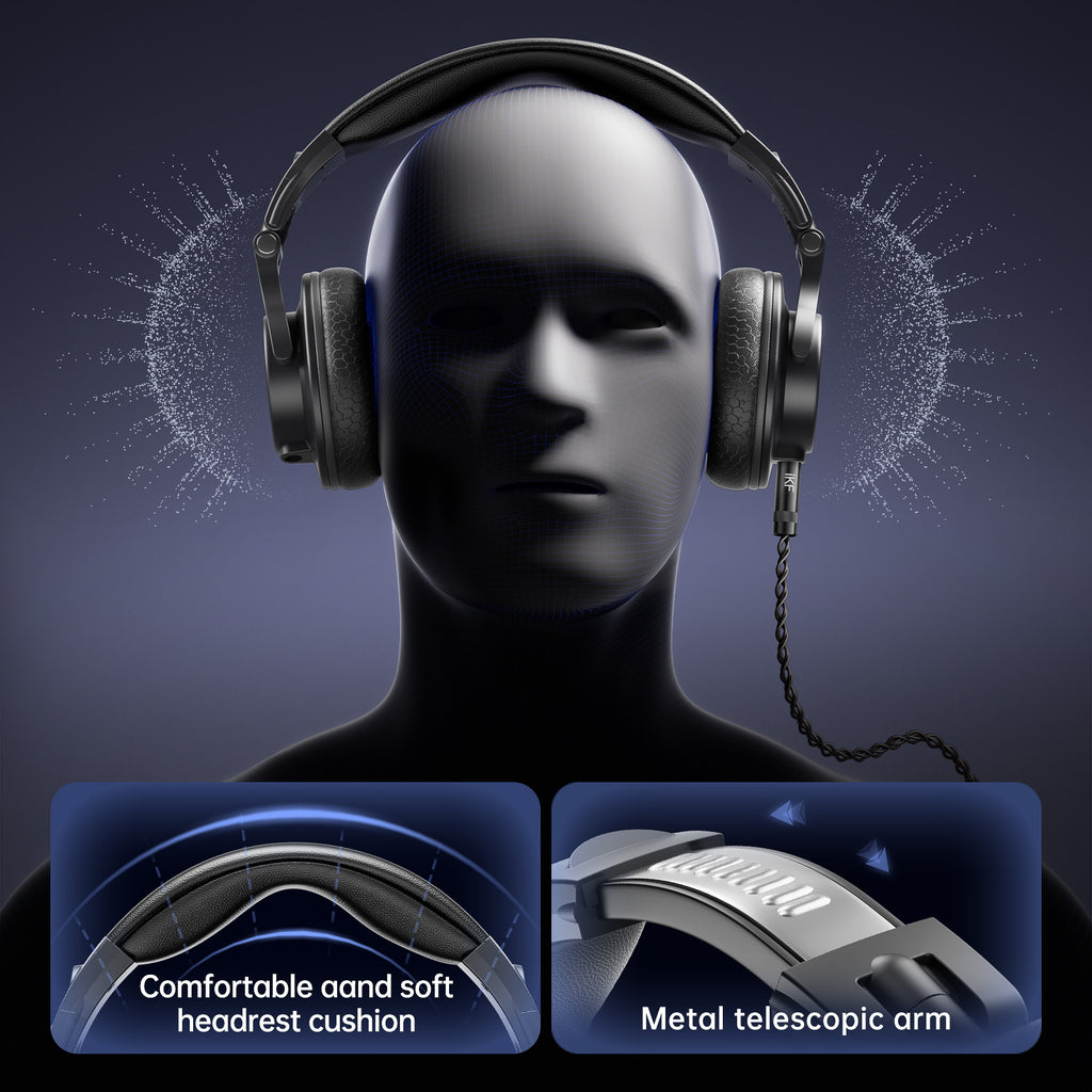 iKF VP5 HiFi Monitor Headphone Game Esports Wired Headset 3.5MM With Microphone Cable