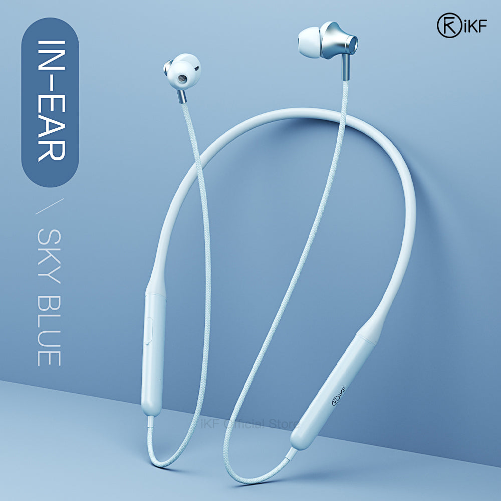 iKF W1 Wireless Earbuds Sports Neckband Bluetooth Headphones with Secure Fit, Waterproof, Low Latency Audio, ENC Mic for Clear Calls, Ideal for Running & Gym