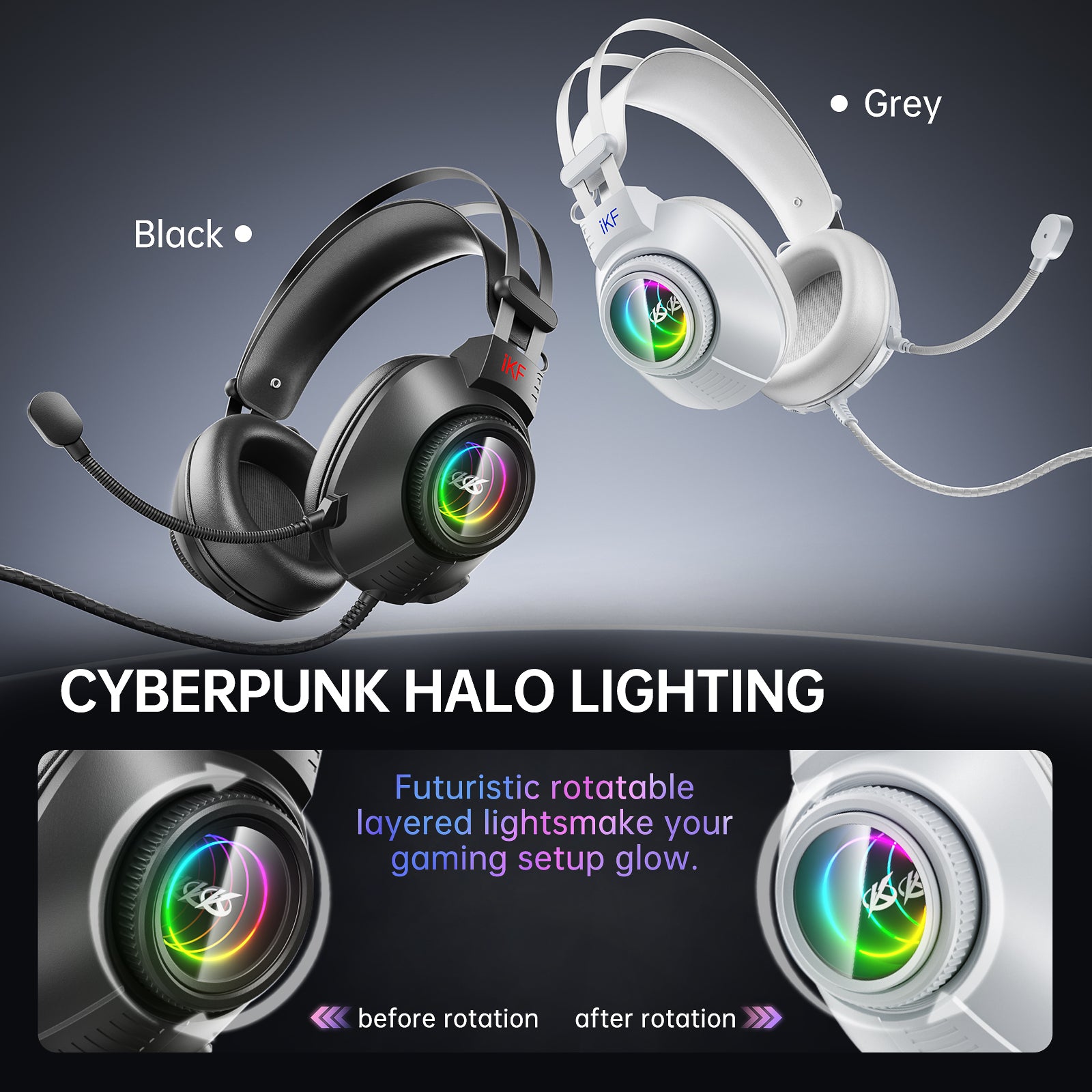 iKF G11 Wired Headphones Gaming Headset 7.1 Surround Sound Effect 3.5mm USB with Mic