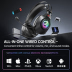 iKF G11 Wired Headphones Gaming Headset 7.1 Surround Sound Effect 3.5mm USB with Mic