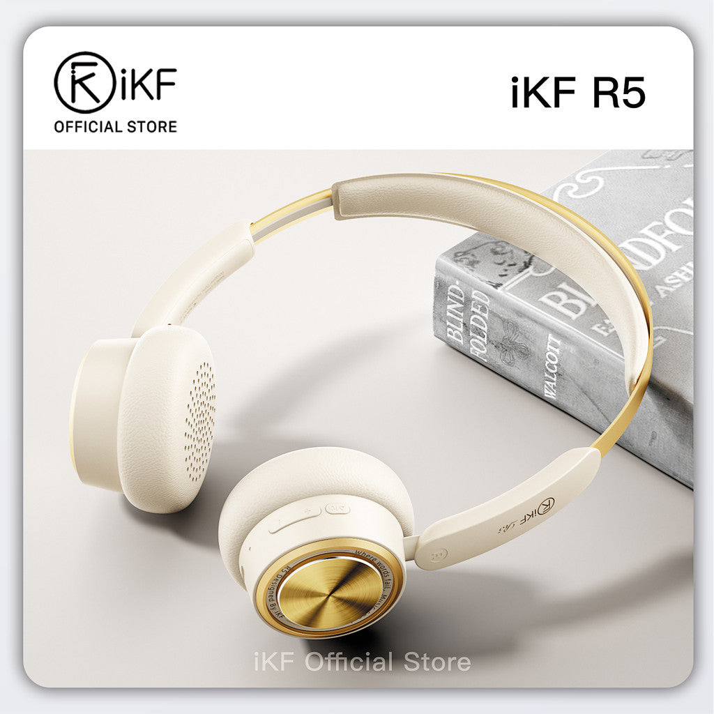 iKF R5 Retro Noise Cancelling Headphones, -35dB Hybrid ANC, 75H Playtime, Bluetooth 5.4, Spatial Audio, Low Latency Gaming Mode, Over-Ear Headphones with App & Dual Device Connection