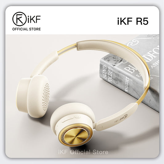 iKF R5 Retro Noise Cancelling Headphones, -35dB Hybrid ANC, 75H Playtime, Bluetooth 5.4, Spatial Audio, Low Latency Gaming Mode, Over-Ear Headphones with App & Dual Device Connection