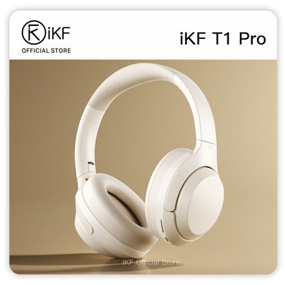 iKF T1 Pro Wireless Bluetooth Headphones Over Ear Wired Headset Built in Mic AUX Cable 100 Hours Play time Noise Reduction Stereo Sound Bass Type-C Charging for Online Class Game Sport Compatible with iOS and Android