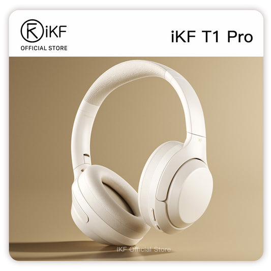 iKF T1 Pro Wireless Bluetooth Headphones Over Ear Wired Headset Built in Mic AUX Cable 100 Hours Play time Noise Reduction Stereo Sound Bass Type-C Charging for Online Class Game Sport Compatible with iOS and Android