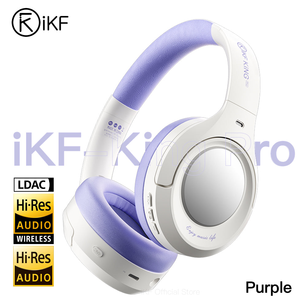 iKF King Pro 3.0 Active Noise Cancelling Bluetooth Wireless Headphones Hi-Res Audio Normal Battery Life Mode 170H 38ms Low Latency Mode