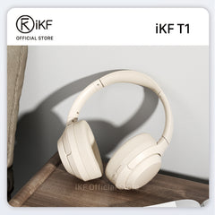 iKF T1-Wireless Bluetooth Headphones Call Noise Cancelling Over Ear Headset Bass Stereo Sound with Game Mode 50 hours Using Time Built-in Microphone Compatible iOS/ Android