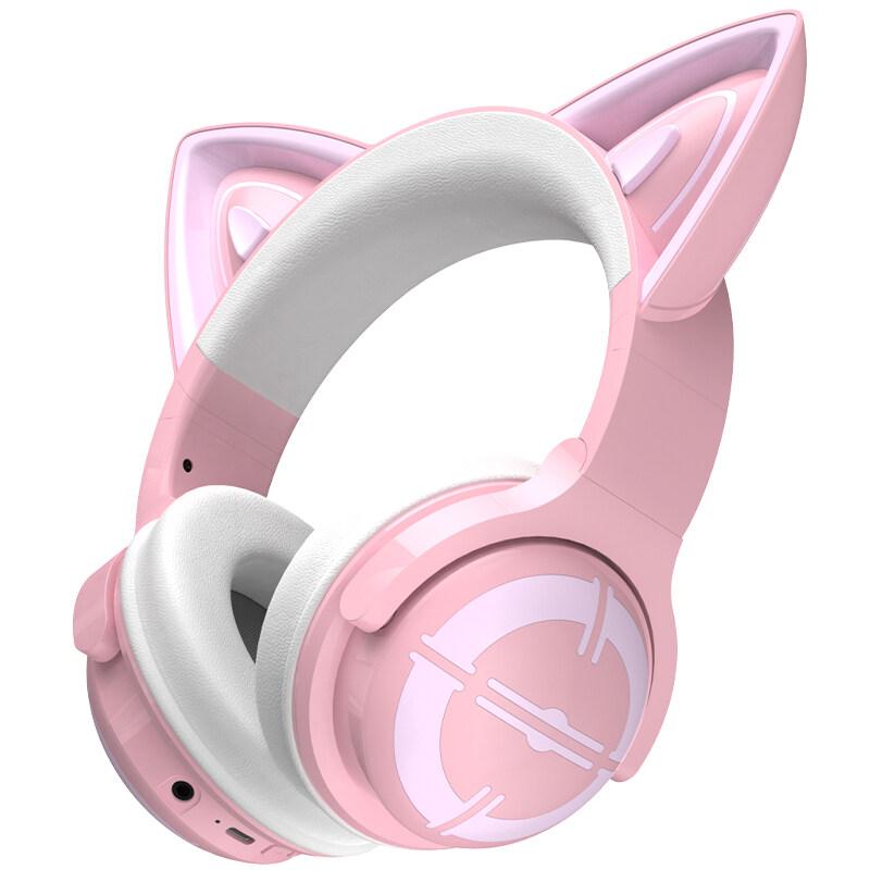 iKF Show Cat Headset Wireless Bluetooth Game Cute Girl Gaming Non-Sense Delay Custom Light Anime With Microphone Ultra-Long Battery Life Support Wired Connection iOS Android Game