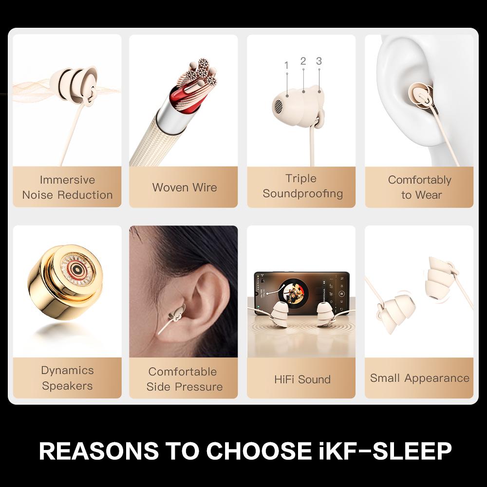 iKF Sleep Wired Earphone Type-C High-quality Sound Insulation and Noise Canceling Microphone In-ear Earphone, Compatible with ios/Android