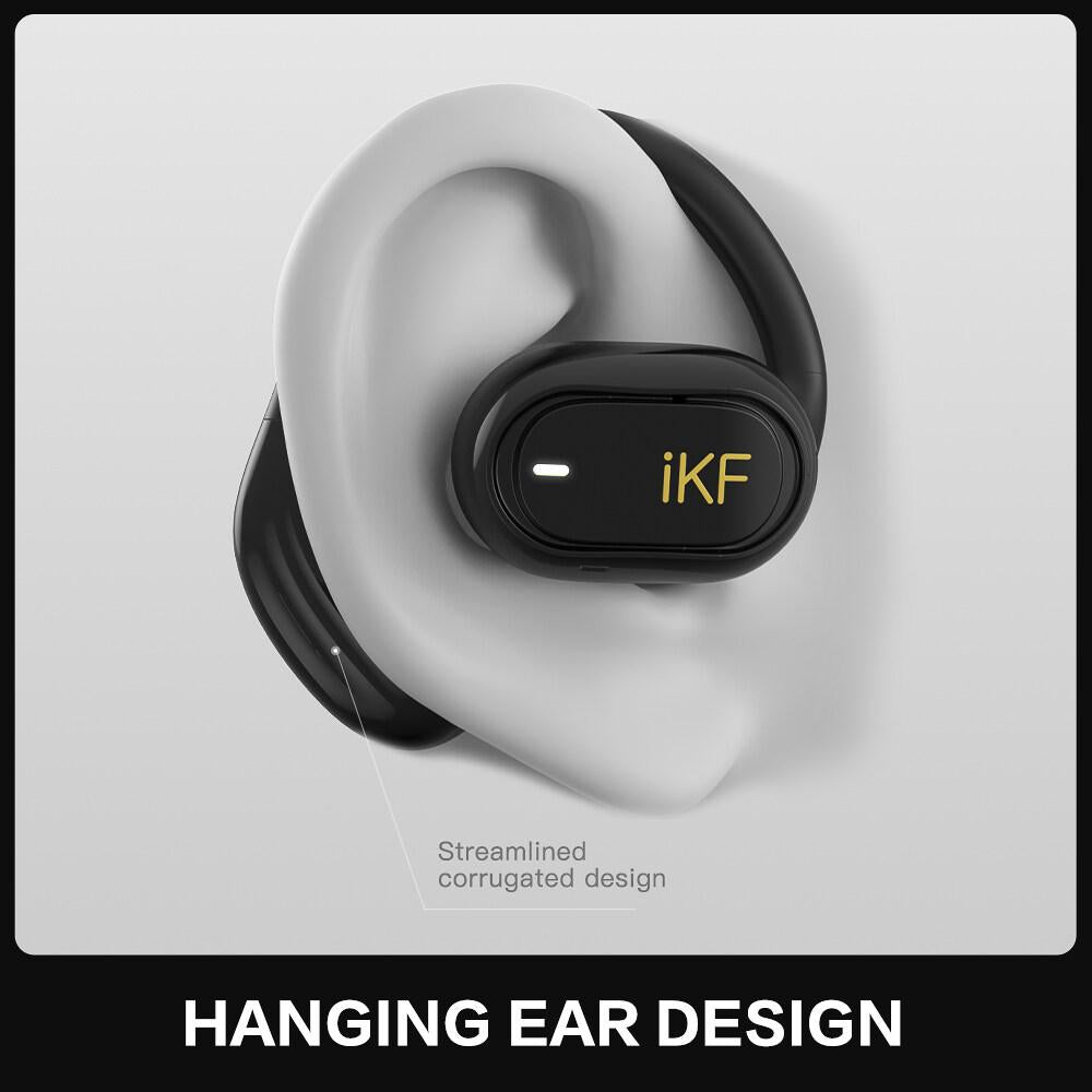 iKF-Zeus Bone Conduction Earphone Open-Ear Design Wireless Call Noise Reduction Bluetooth 5.3 Earphone Directional Audio ENC IPX5 Waterproof,HiFi Sound for iOS/Android Gym Workout Running