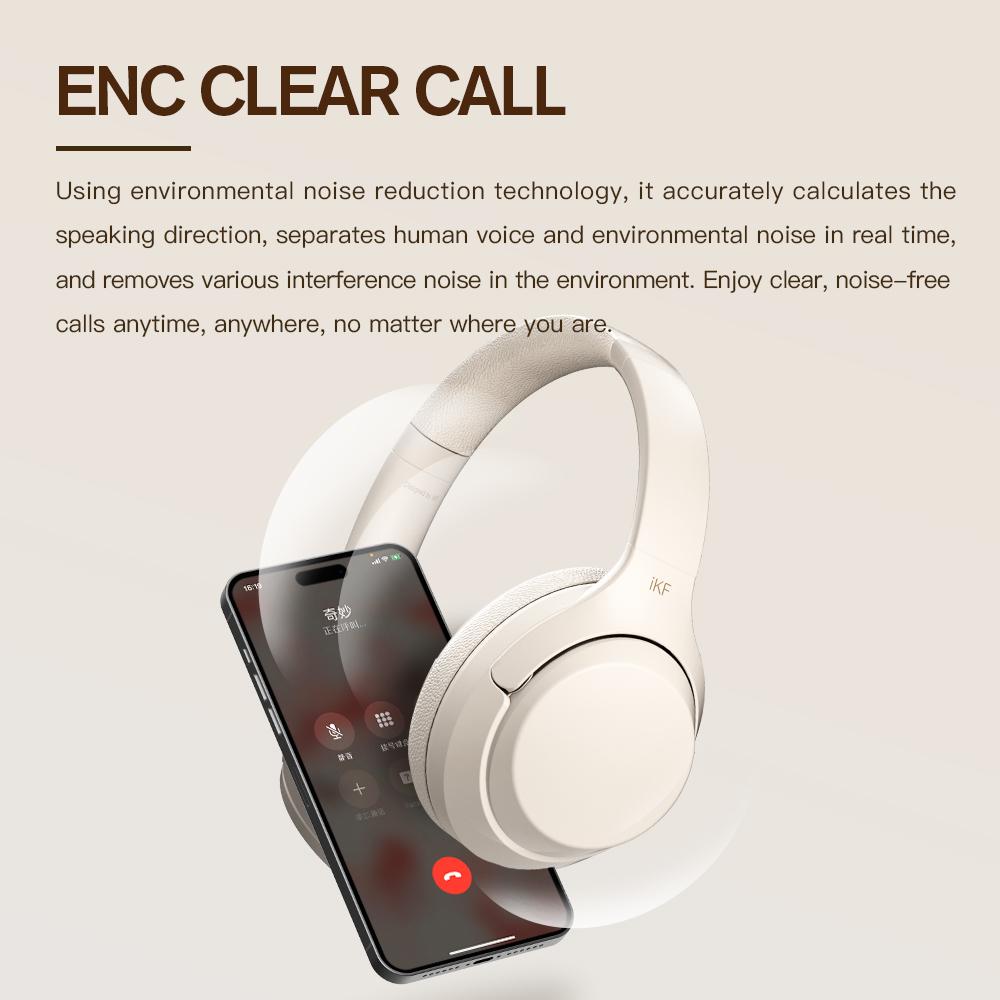 iKF T1 Pro Wireless Bluetooth Headphones Over Ear Wired Headset Built in Mic AUX Cable 100 Hours Play time Noise Reduction Stereo Sound Bass Type-C Charging for Online Class Game Sport Compatible with iOS and Android