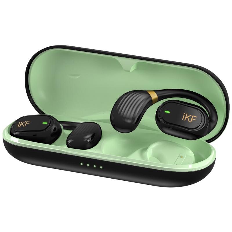 iKF-Zeus Bone Conduction Earphone Open-Ear Design Wireless Call Noise Reduction Bluetooth 5.3 Earphone Directional Audio ENC IPX5 Waterproof,HiFi Sound for iOS/Android Gym Workout Running